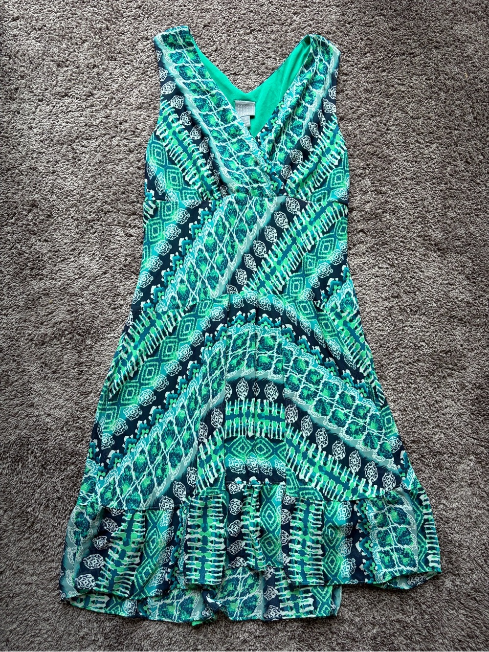 Rabbit Rabbit Rabbit Teal and Navy Patterned Sleeveless Midi Dress
